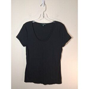 Lauren Ralph Lauren Short Sleeve Basic Tee Casual T-Shirt Black Women's Sz Large